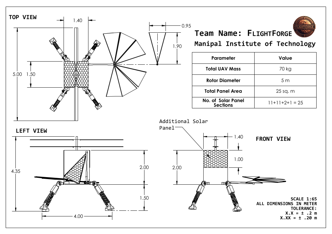 3-view technical drawing